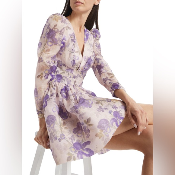AU2 NWT Zimmermann Lyrical Iris Crossover V-Neck Minidress - Picture 6 of 15